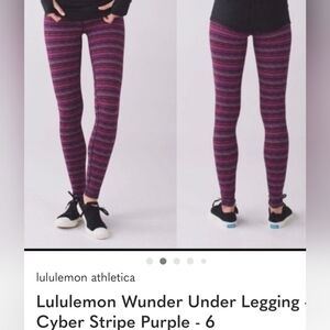 Lululemon Athletica Wunder Under Leggings - Cyber Stripe Purple